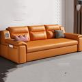 Ebern Designs Folding Modern Fancy Sofa Simple High Back Floor Leather Lazzy Sofa Recliner Foldable European in Orange | Wayfair