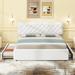 Red Barrel Studio® Valasta Bed Upholstered/Linen in White | 44.1 H x 83.9 W x 62.2 D in | Wayfair 26F94AEE46F2473C9922ABEDEACE599F