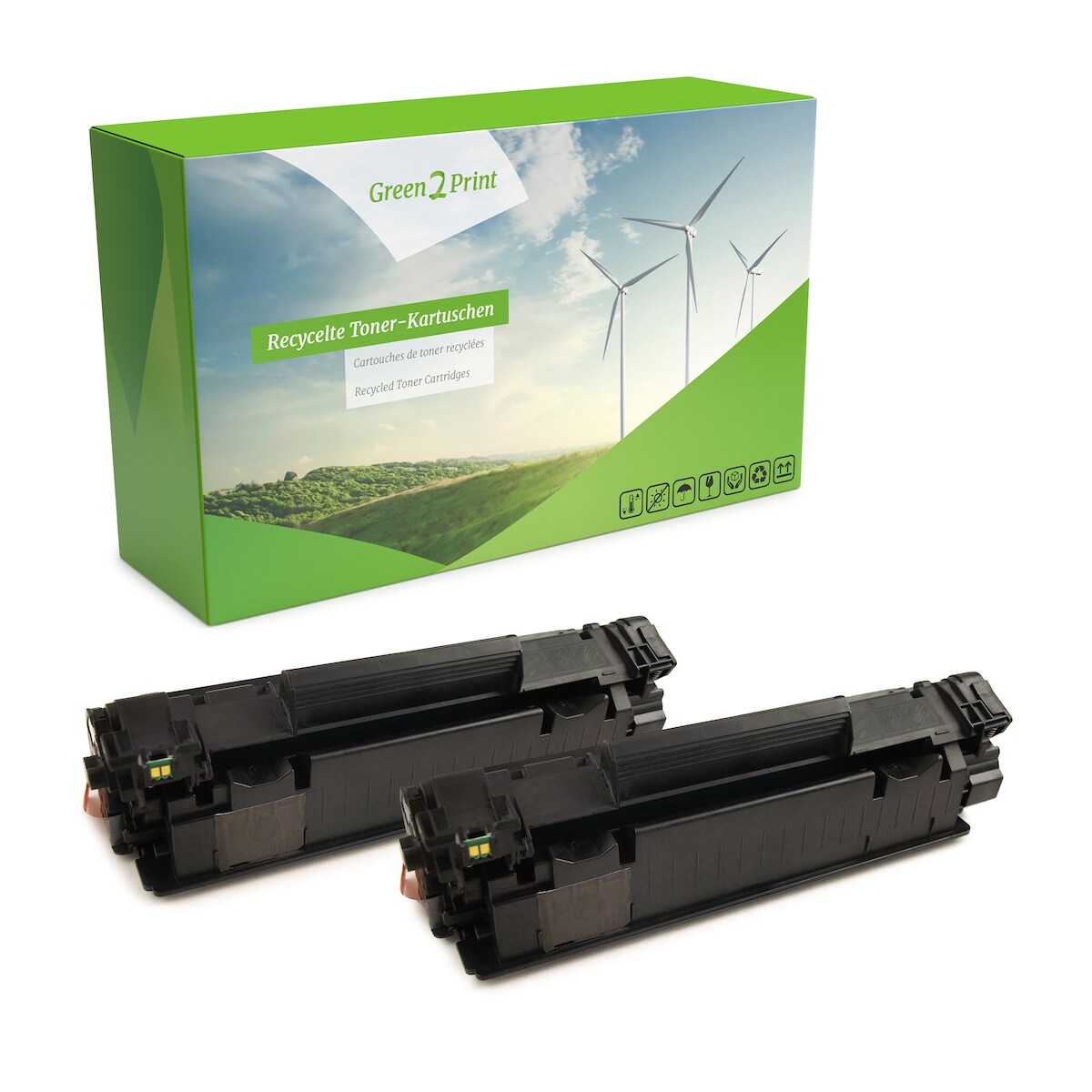 Green2Print Toner Doppelpack, 2 Kartuschen ersetzt HP CE278A, 78A passend für HP LaserJet Pro M1536DFN, P1566, P1606DN Image
