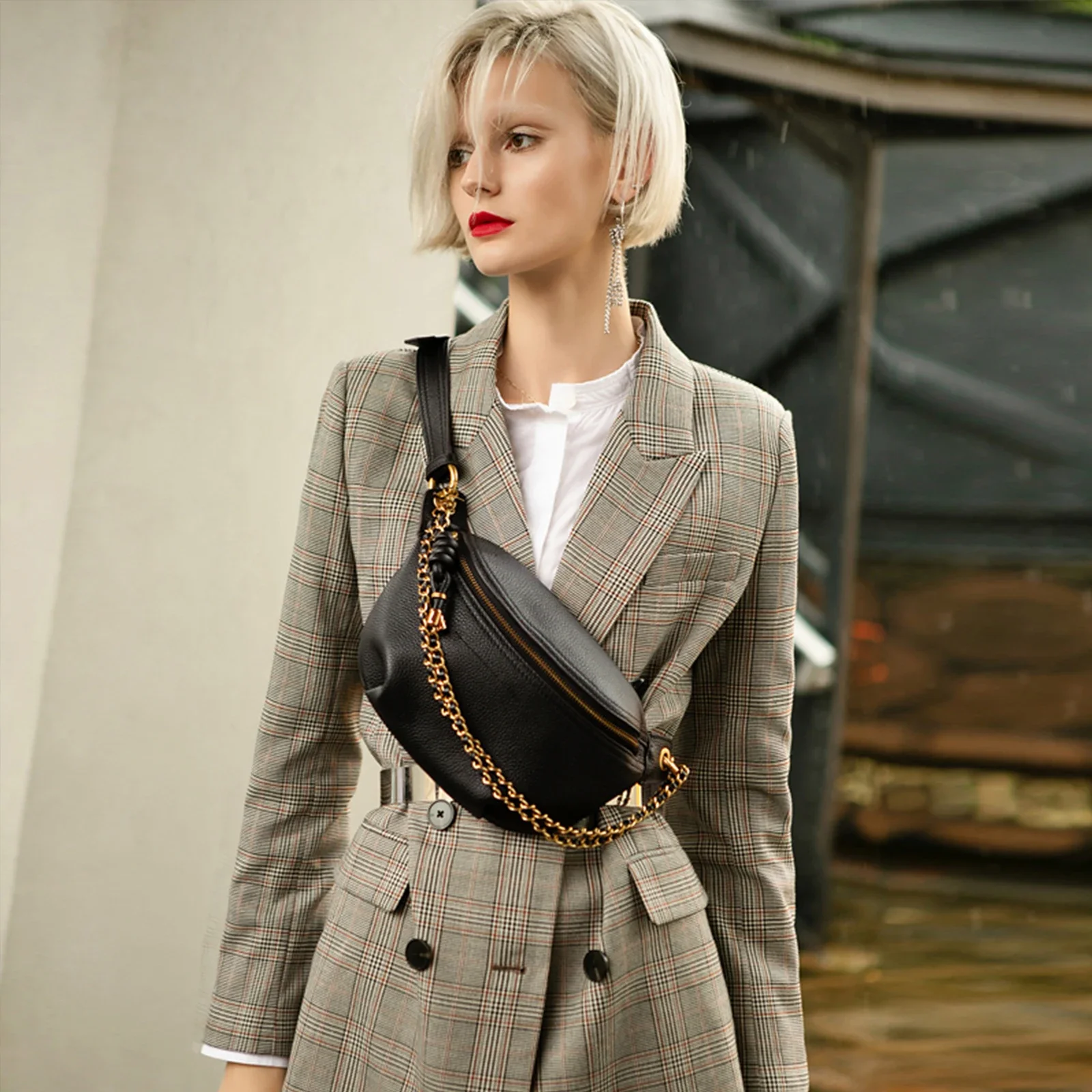 ITAMOOD-Sacs de taille en cuir véritable pour femmes, sac banane, sac de ceinture de créateur de luxe, sac à bandoulière ChimCrossbody, mode