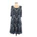 Spense Casual Dress - A-Line Scoop Neck 3/4 sleeves: Blue Chevron/Herringbone Dresses - Women's Size 10