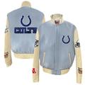 Men's Jeff Hamilton Light Blue Indianapolis Colts Wool & Leather Full-Snap Varsity Jacket