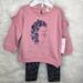 Jessica Simpson Matching Sets | Jessica Simpson Baby Top Pants Set 18 Months Pink Hedgehog Floral | Color: Gray/Pink | Size: 18mb