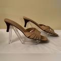 Gucci Shoes | Gucci Tan Kitten Heel Slides, Size 37/Us 6-1/2 Guc, Certificate Of Authenticity | Color: Tan | Size: 37
