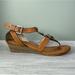 Coach Shoes | Coach Viktoria Cognac Leather Buckle Wedge Sandals Sz 10 | Color: Brown/Tan | Size: 10