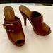 Gucci Shoes | Gucci Italy Peeptoe Platform Heels Brown Wood Heel 35.5 | Color: Brown | Size: 5.5