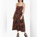 Free People Dresses | Free People Floral Print Halter Neck Sundress, Size Xl | Color: Black/Orange | Size: Xl