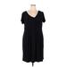 Tiana B. Casual Dress V Neck Short sleeves: Black Print Dresses - Women's Size 2X