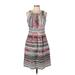 Nine West Casual Dress - A-Line Crew Neck Sleeveless: Red Stripes Dresses - Women's Size 10