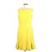 Nine West Cocktail Dress - A-Line: Yellow Solid Dresses - Women's Size 8