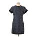 Madewell Casual Dress - Shift Crew Neck Short sleeves: Blue Color Block Dresses - Women's Size 8