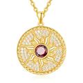 Ruby Necklce For Women 14K Gold Plated Sun Necklace 925 Sterling Silver Ruby Necklace July Birthstone Sun Coin Necklace Sun Jewelry Gift For Women Girls