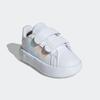 Klettschuh ADIDAS SPORTSWEAR "GRAND COURT 2.0 KIDS", Gr. 23, weiß (cloud weiß, iridescent, grau two), Synthetik, sportlich, Schuhe, Design auf den Spuren des adidas Superstar, für Kinder