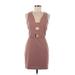 She + Sky Cocktail Dress - Sheath Square Sleeveless: Brown Print Dresses - Women's Size Medium