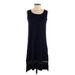 Cable & Gauge Casual Dress - Mini Scoop Neck Sleeveless: Blue Solid Dresses - Women's Size Small