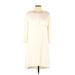 Club Monaco Casual Dress - Shift Crew Neck 3/4 sleeves: Ivory Solid Dresses - Women's Size 10