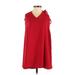 Zara Casual Dress - Mini V-Neck Short sleeves: Red Solid Dresses - Women's Size Small