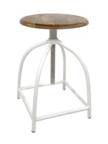 Amagohome Drehhocker Barhocker Hocker Drehstuhl höhenverstellbar Massivholz Sitz Metall Gestell : reinweiß - tabacco Image