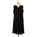 Casual Corner Annex Casual Dress - Shift V Neck Sleeveless: Black Print Dresses - Women's Size 12