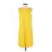 Apt. 9 Casual Dress - Shift Scoop Neck Sleeveless: Yellow Print Dresses - Women's Size Small