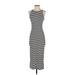 Design Lab Lord & Taylor Casual Dress - Midi Crew Neck Sleeveless: Gray Stripes Dresses - Women's Size X-Small