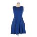 Lyss Loo Casual Dress - A-Line: Blue Solid Dresses - Women's Size Medium