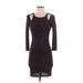 Trixxi Cocktail Dress - Bodycon Scoop Neck 3/4 sleeves: Burgundy Solid Dresses - Women's Size Small