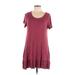 Shop Basic USA Casual Dress - Mini Scoop Neck Short sleeves: Red Print Dresses - Women's Size Large