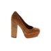 Zodiac Heels: Pumps Platform Minimalist Tan Solid Shoes - Women's Size 6 1/2 - Round Toe