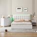 Wrought Studio™ 3-Pieces Bedroom Sets Queen Size Tufted Upholstered PU Platform Bed w/ Nightstand & Storage Dresser, Black in White | Wayfair