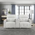 Latitude Run® Niehaus Modern Wall-Hugger Power Double Reclining Loveseat w/ Center Console & Power Headrests in White | Wayfair