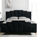 Enitial Lab Magalyn 86.5" Depth Flannelette Eastern King Bed w/ Care Kit Upholstered/Polyester in Black | 49.75 H x 81.5 W x 86.5 D in | Wayfair