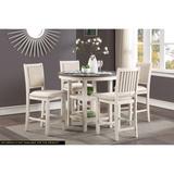 5-Piece Dining Set w/Round Table & Shelves & Upholstered Chairs, White