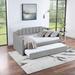 Twin Size Velvet Upholstered Daybed Frame w/ Tufted Trundle Bed Frame