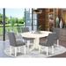 East West Furniture Kitchen Set Contains an Oval Dining Table and Chairs, Linen White (Pieces Options)