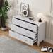 6 Drawer Dresser with Metal Handle and Vertical Stripe Finish Drawer