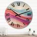 Designart "Blue And Light Pink Abstract Waves" Abstract Shapes Oversized Wood Wall Clock