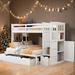 Kids Bed with Storage Shelves and Drawers Twin over Full/Twin Bunk Bed, White