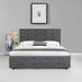 Queen Size Upholstered Linen Fabric Trundle Bed with Drawers, Queen Bed
