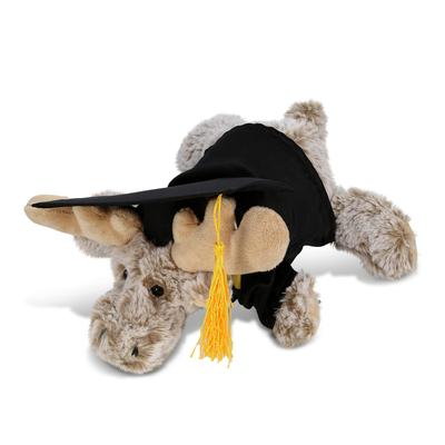 DolliBu Lying Moose Graduation Plush Toy with Gown and Cap with Tassel - 9.5 inches