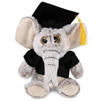 DolliBu Sitting Elephant Graduation Plush with Gown and Cap w/ Tassel - 9 inches