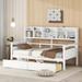Wooden DayBed, Full /twin Size Bed Frame with Bedside Shelves and Two Drawers for Bedroom, Wood Slat Support