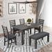 Modern 6 Piece Wooden Dining Sets with Rectangular Dining Table and Ladder Back Side Chairs & Upholstered Bench, Grey