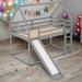 Kids Bed House Shape Twin Over Twin Bunk bed with Slide and Ladder, Grey