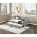 Light Gray Trundle Bed, Twin Upholstered Daybed Frame w/ Tufted Button