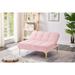 Pink Convertible Single Sofa Bed Teddy Futon Fireside Loveseat Sofa Chair with Pillows for Living Room, Chaise Lounger