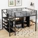 Metal Full Size Loft Bed with Built-in Desk, Storage Bedframe w/ Staircase and Wardrobe for Small Space Kids Loft Bed Frame