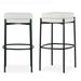 Set of 2 Avril White Boucle Backless Bar Stool with Black Metal Legs