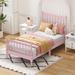 Twin Size Wood Platform Bed with Gourd Shaped Headboard and Footboard, Mattress Support Foundation