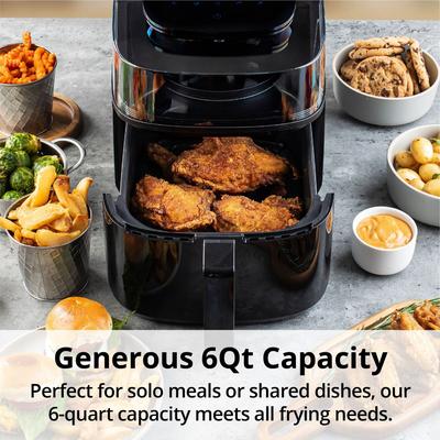 Aria 5Qt Panoramic Air Fryer, 180-Degree View, Generous Cooking Capacity, 10 Tailored Presets